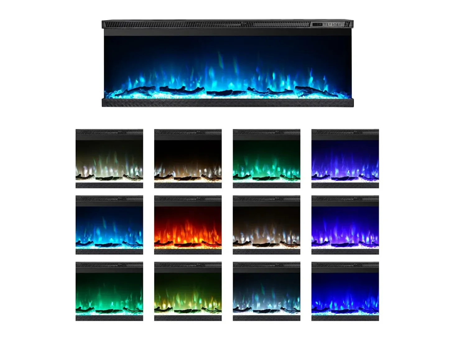 Chimenea eléctrica de pared, chimenea empotrada de 3 lados, BOSTON130 L127 x D20 x H44