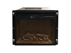 Chimenea eléctrica de pie esquinera MADISON en madera blanca, L126 x P78 x H83