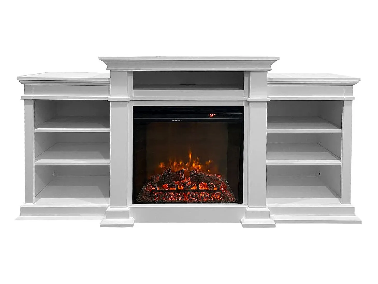 Chimenea eléctrica de suelo BIDEN de madera blanca L179 x P48 x H85