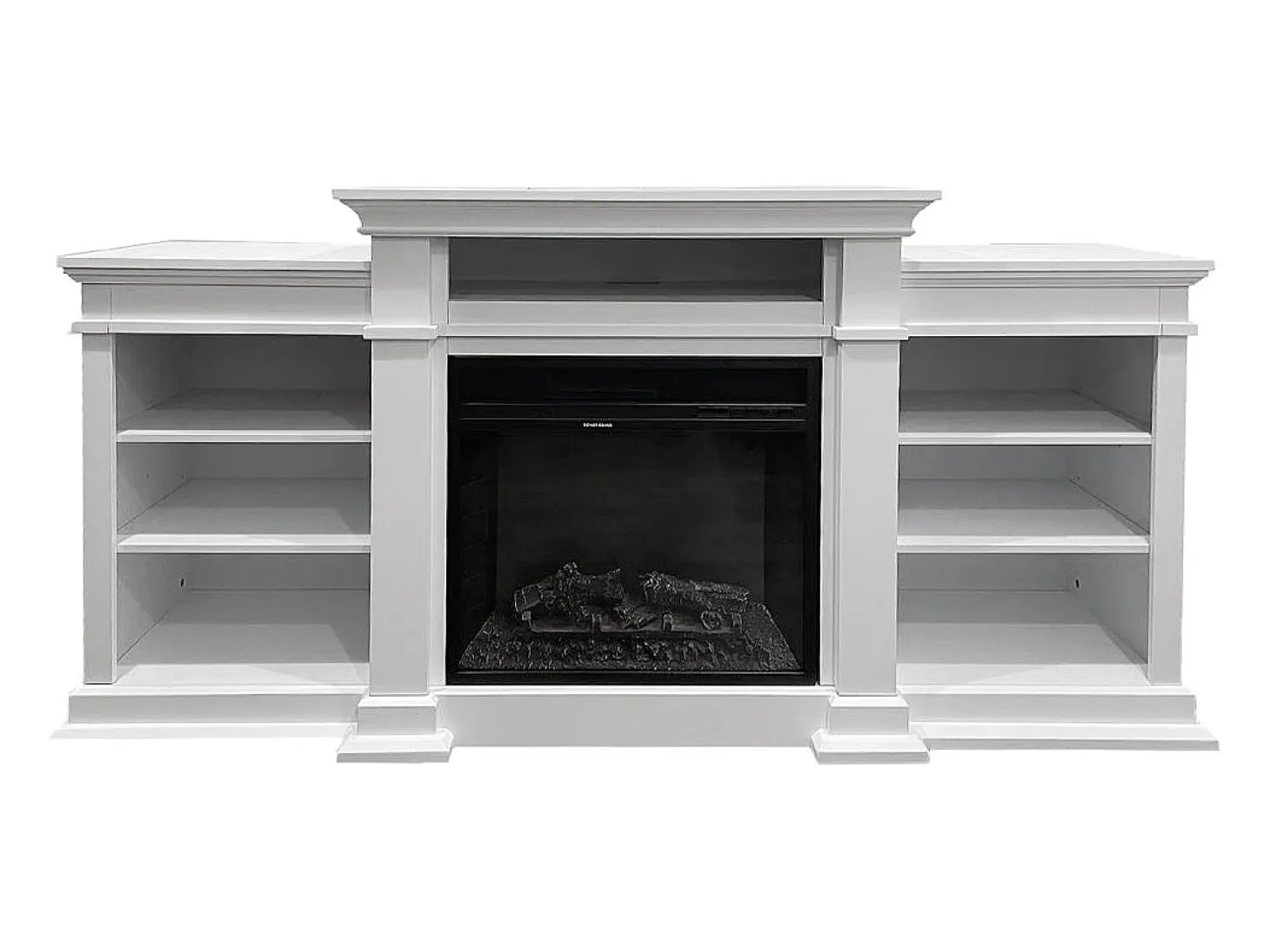 Chimenea eléctrica de suelo BIDEN de madera blanca L179 x P48 x H85