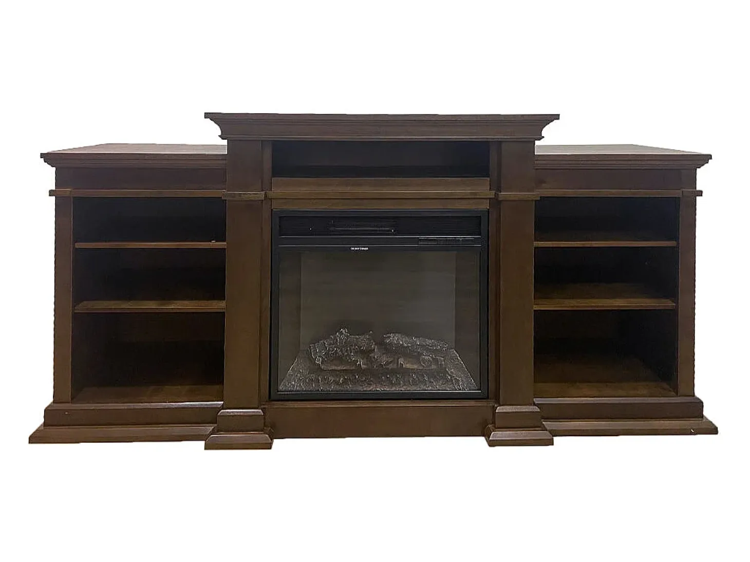 Chimenea eléctrica de suelo BIDEN en madera de nogal L179 x P48 x H85