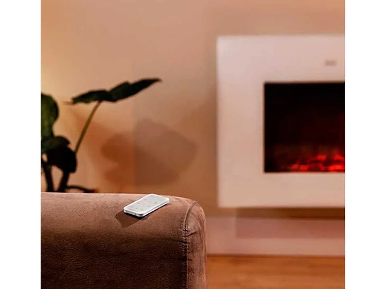 Chimenea eléctrica decorativa Ready Warm 2690 Flames Connected White Cecotec 2000W control vía App