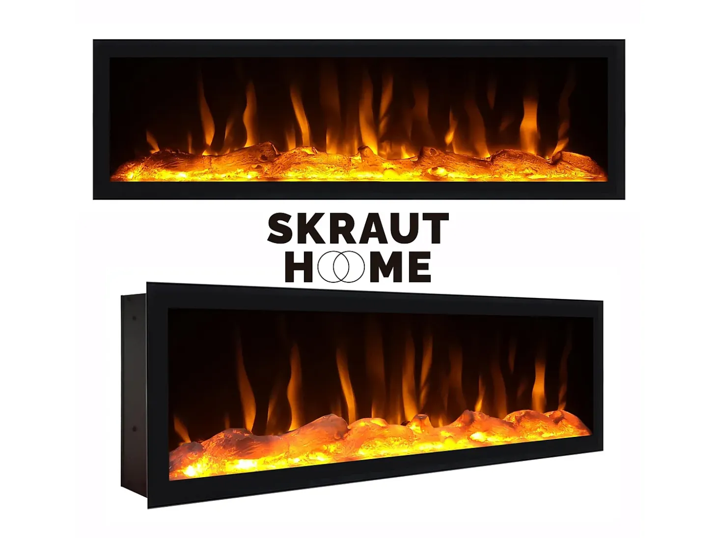 Chimenea eléctrica LED, 107x25x38cm, Salón - Comedor, Chimenea eléctrica, Negro
