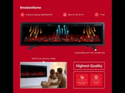 Chimenea eléctrica REGAL 152 - fuego premium - de pared y empotrados - 152x35x12 cm - chimenea LED decorativa con calefacción 900/1800 W
