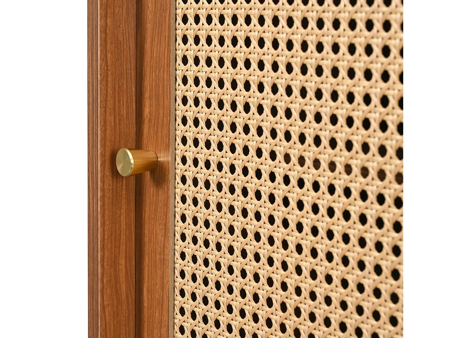 Cómoda aparador alto 120x40x78 cm con 3 puertas correderas y 3 cajones en MDF - oscuro natural