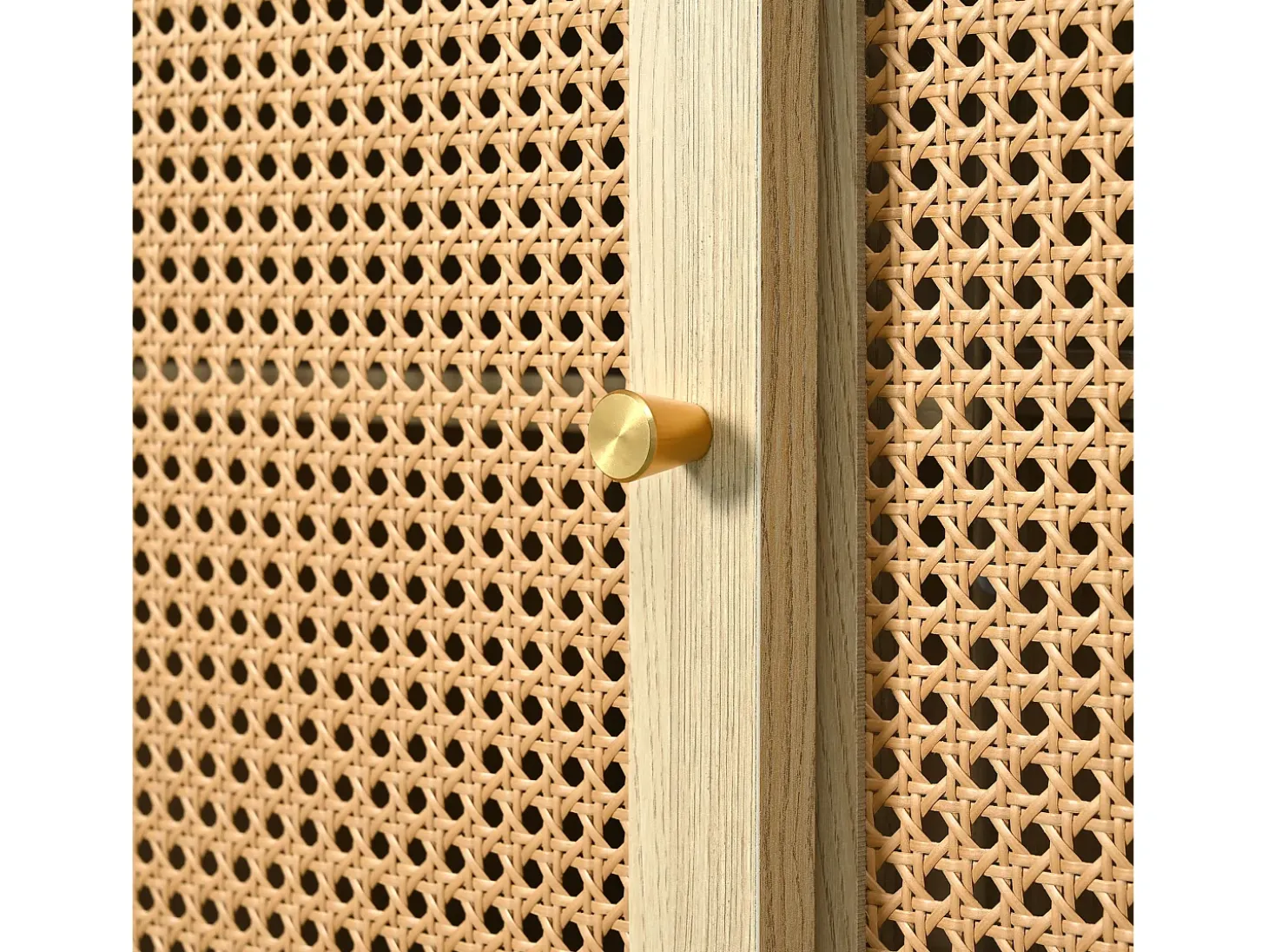 Cómoda aparador alto 120x40x78 cm con 3 puertas correderas y 3 cajones en MDF - Natural Claro
