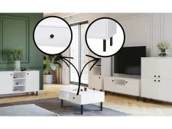 Cómoda Aparador de salón Color Blanco 137x40x73 cm con 2 Puertas y Estantes Abiertos – Diseño Elegante y Versátil para Salón, Dormitorio u Oficina