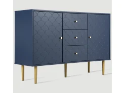 Cómoda azul marino con 2 puertas, 3 cajones, balda regulable, 83x120x40 cm