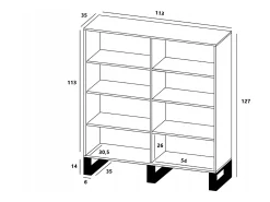 Cómoda con 4 puertas – cuerpo roble wotan, frentes negro mate – 113 cm, patas de metal