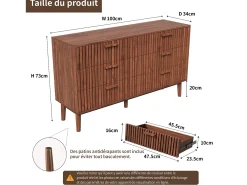 Cómoda de madera, mueble de almacenaje para dormitorio o salón, 100 x 34 x 73 cm