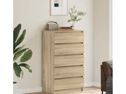 Cómoda de roble Sonoma 60x36x103 cm Madera de ingeniería