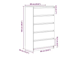 Cómoda gris hormigón 60x36x103 cm Madera de ingeniería