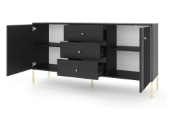 Cómoda Iseo 2P3C Negro/dorado/dorado