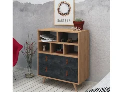 Cómoda Marco color roble Gris oscuro 70x40x85.6 cm
