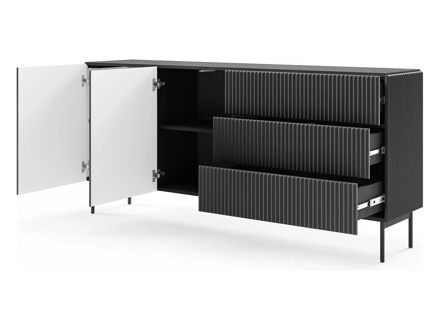 Cómoda, negro, 177 x 81,2 x 39,8 cm