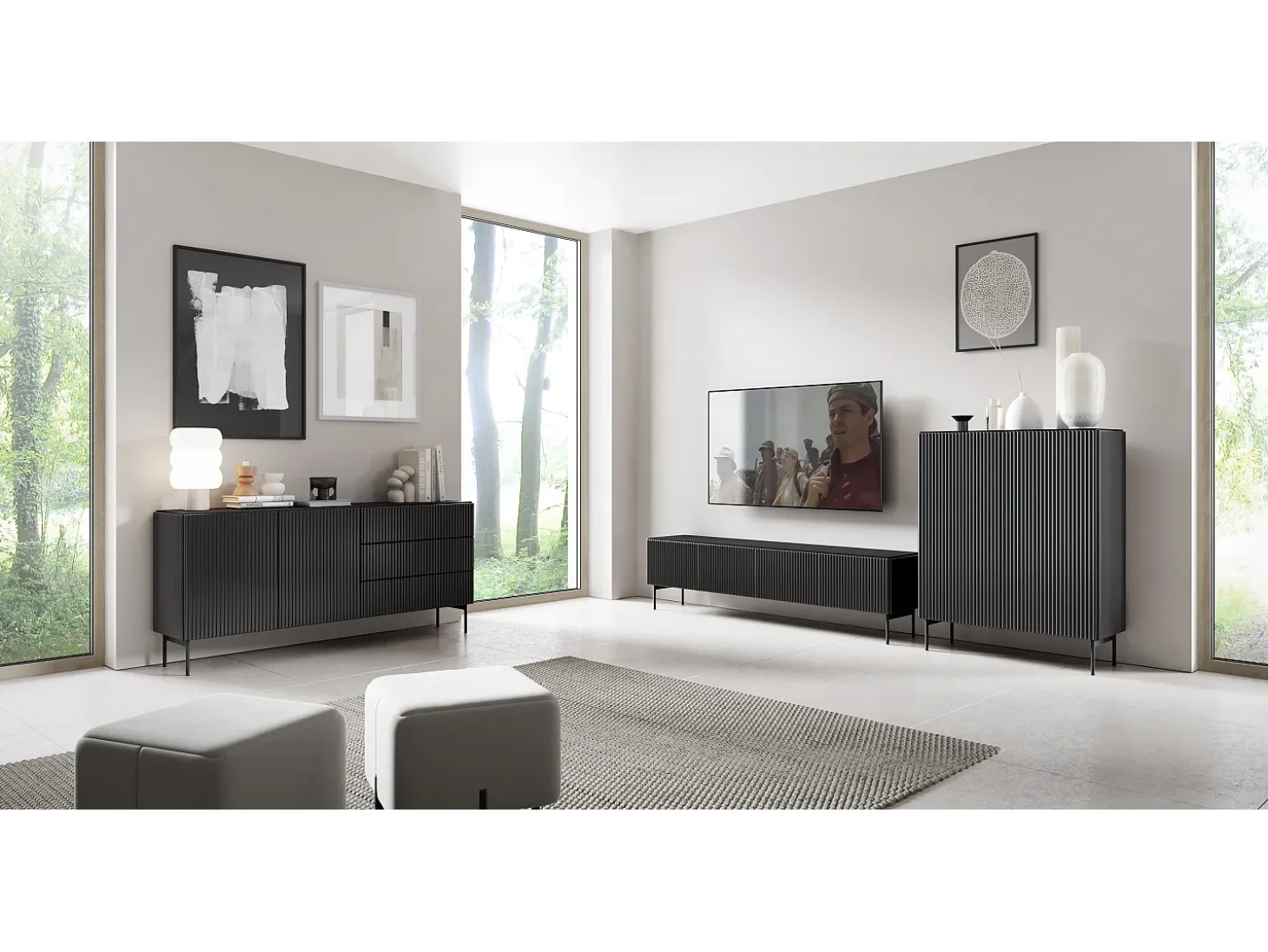 Cómoda, negro, 177 x 81,2 x 39,8 cm