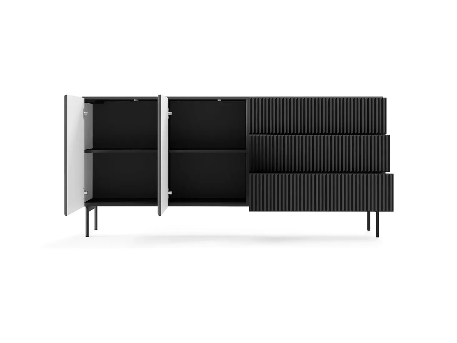 Cómoda, negro, 177 x 81,2 x 39,8 cm