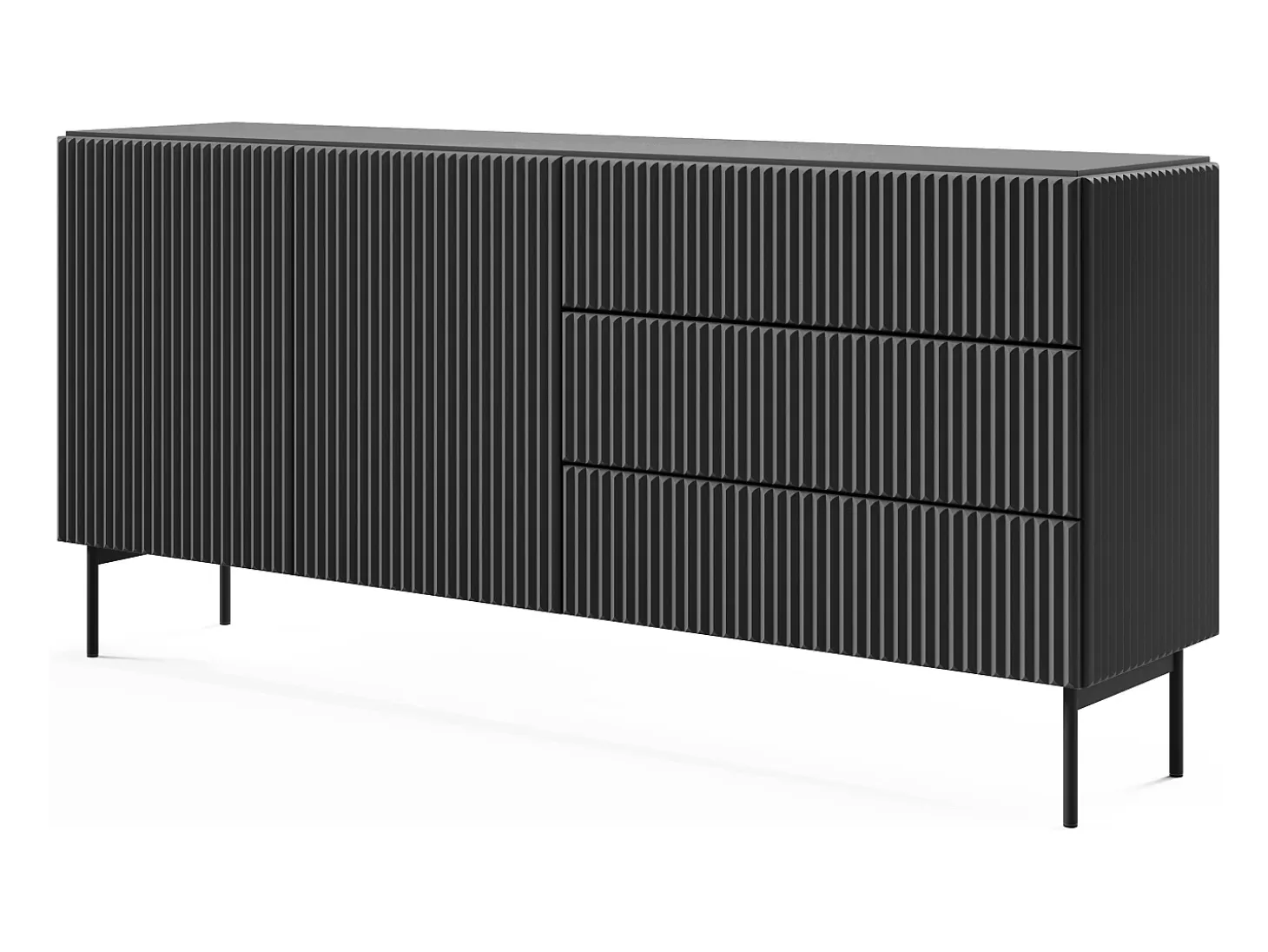 Cómoda, negro, 177 x 81,2 x 39,8 cm