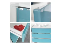 Cómoda Pavos V3, Aparador con 4 cajones blanco mate/hormigón oxidado (76 x 76 x 35 cm)