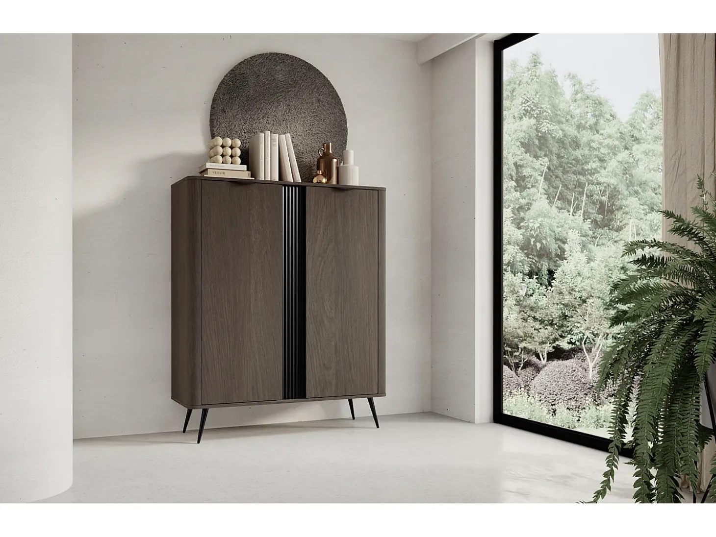 Cómoda, roble Dunin combinado con negro, 113,2 x 134 x 38 cm
