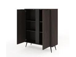 Cómoda, roble Dunin combinado con negro, 113,2 x 134 x 38 cm