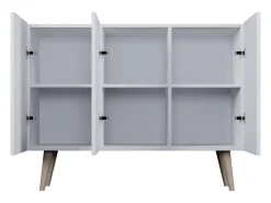 Cómoda Rolia 3 puertas 120 cm-Color Natural y blanco
