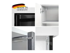 Cómoda Vladon Cuba - negro mate/gris arena de alto brillo - Aparador moderno para su salón - (AnxAlxPr) 182x53x35 cm