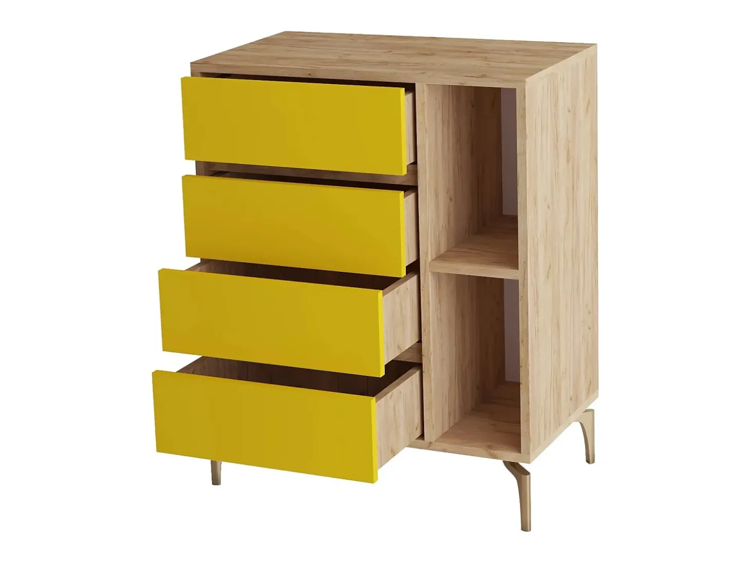 Cómoda YUMİ color roble Amarillo 70x40x86 cm