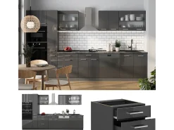 Cocina antracita brillo intenso/antracita 350x60x81.6 r-line