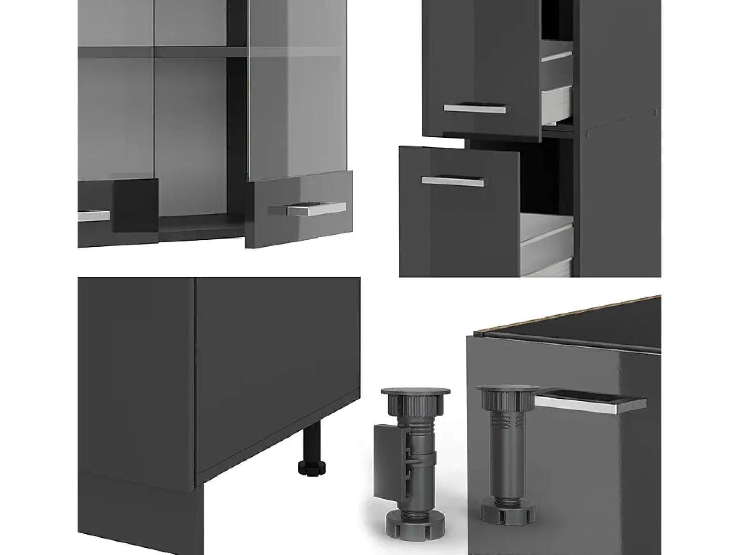 Cocina antracita brillo intenso/antracita 350x60x81.6 r-line