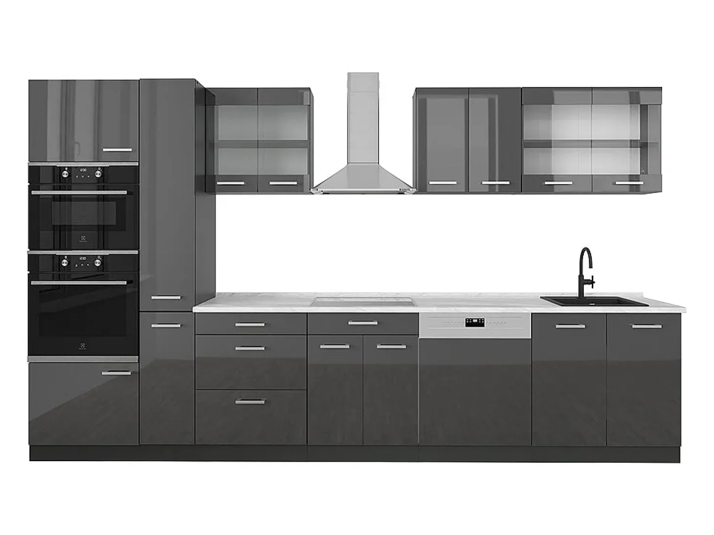 Cocina antracita brillo intenso/antracita 350x60x81.6 r-line