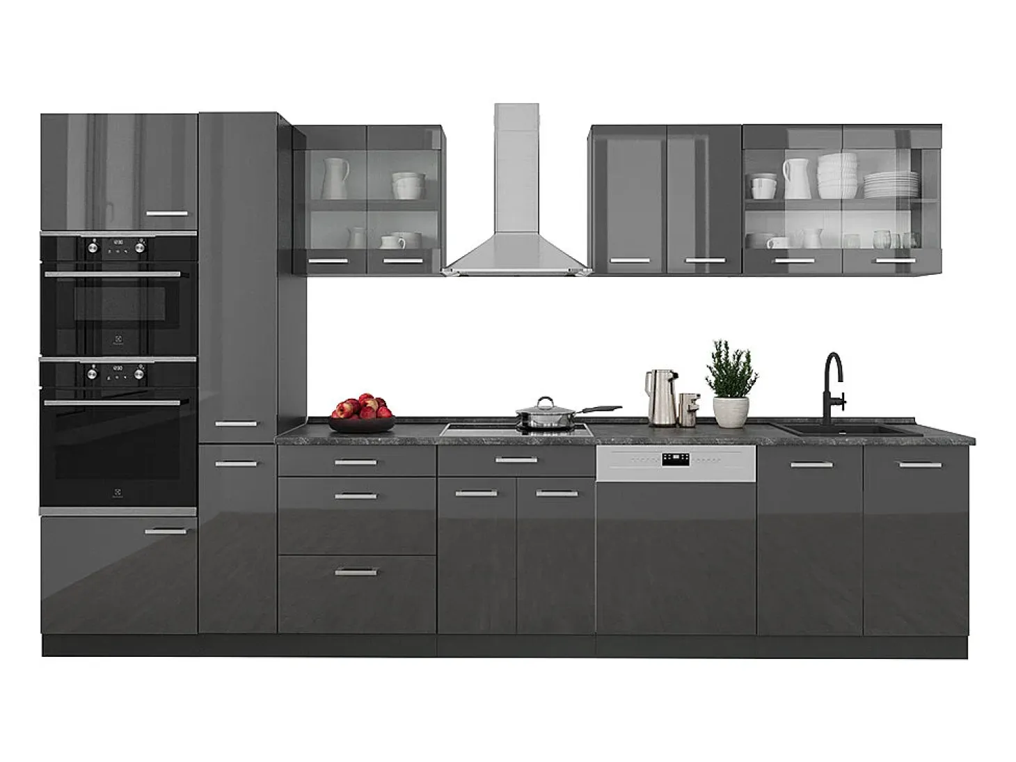 Cocina antracita brillo intenso/antracita 350x60x81.6 r-line