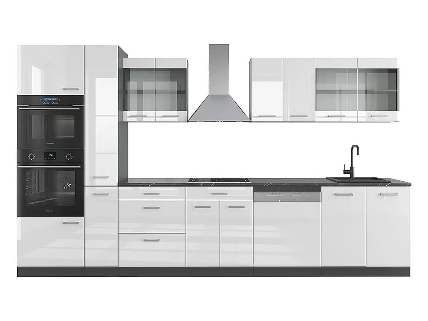 Cocina blanco brillo/antracita 350x60x81.6 r-line