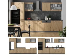 Cocina roble artesanal/antracita 350x60x81.6 r-line