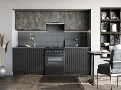 Cocina Bérangère 240 cm mármol y gris