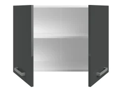 Cocina completa - Con encimera 240 cm - Gris brillante y Blanco - TRATTORIA