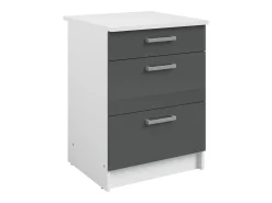 Cocina completa - Con encimera 240 cm - Gris brillante y Blanco - TRATTORIA