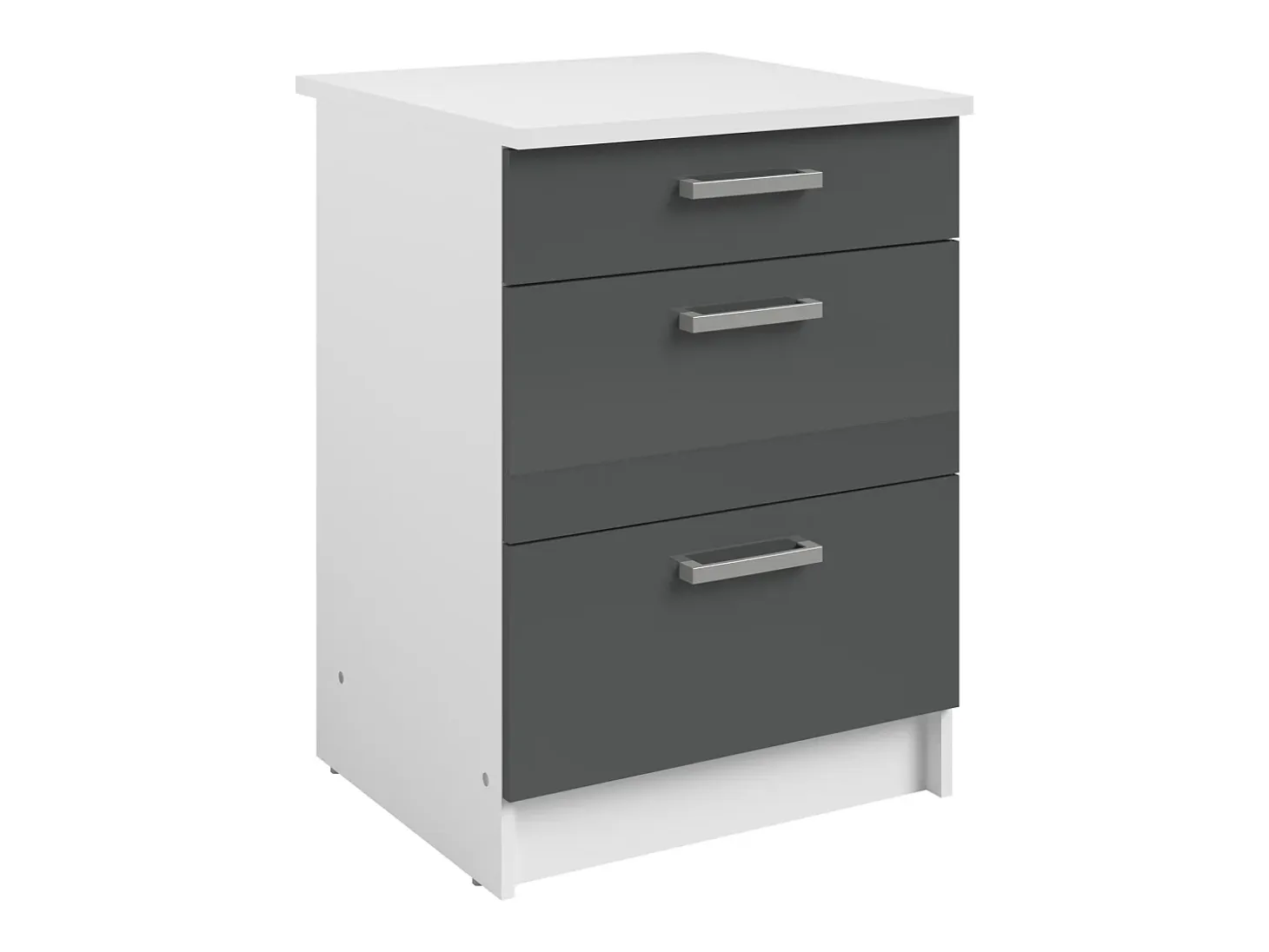Cocina completa - Con encimera 240 cm - Gris brillante y Blanco - TRATTORIA