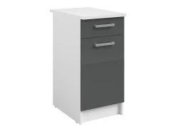 Cocina completa - Con encimera 240 cm - Gris brillante y Blanco - TRATTORIA