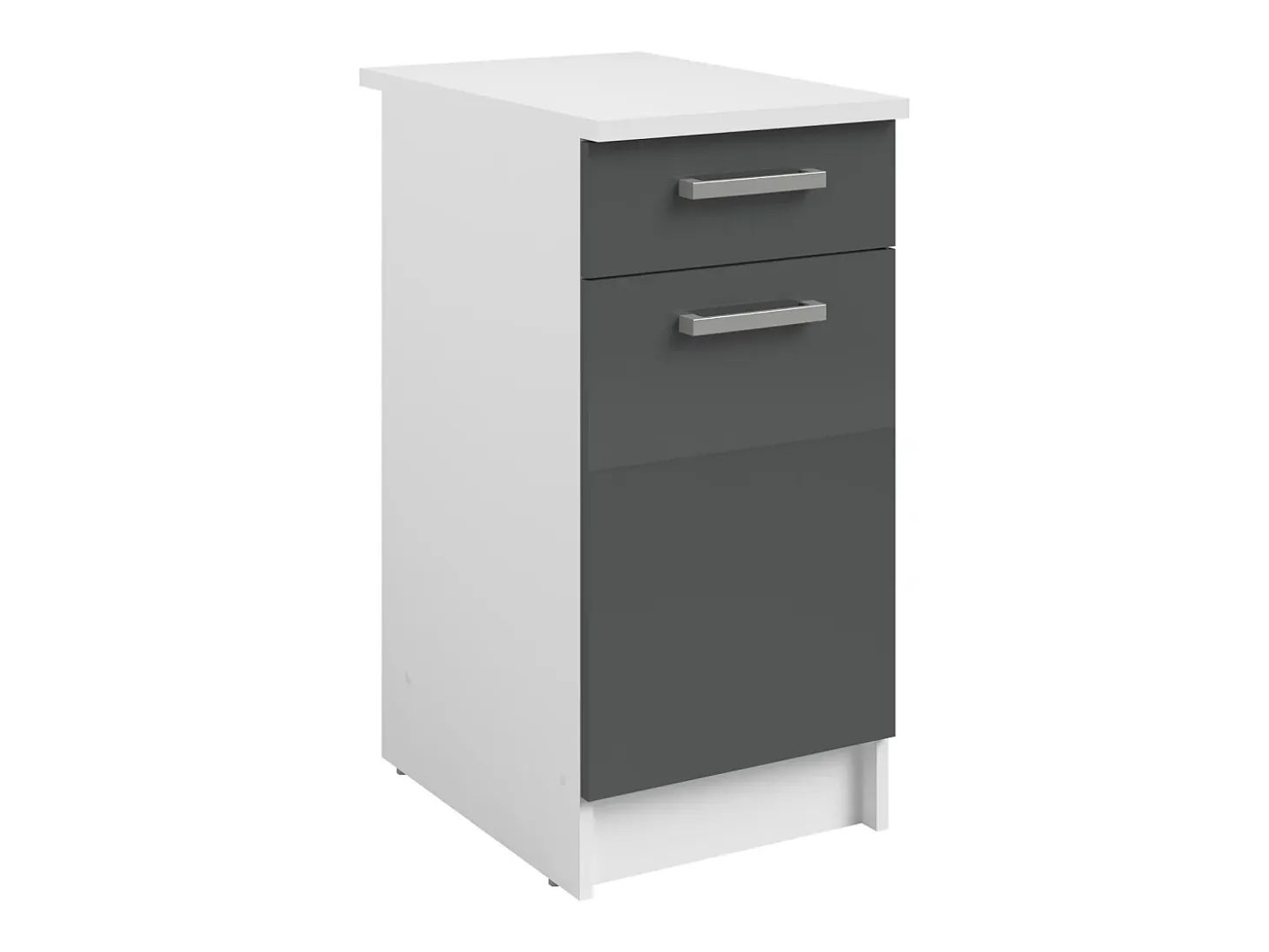 Cocina completa - Con encimera 240 cm - Gris brillante y Blanco - TRATTORIA