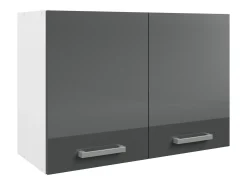 Cocina completa - Con encimera 240 cm - Gris brillante y Blanco - TRATTORIA