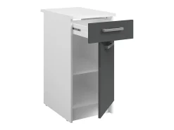 Cocina completa - Con encimera 240 cm - Gris brillante y Blanco - TRATTORIA