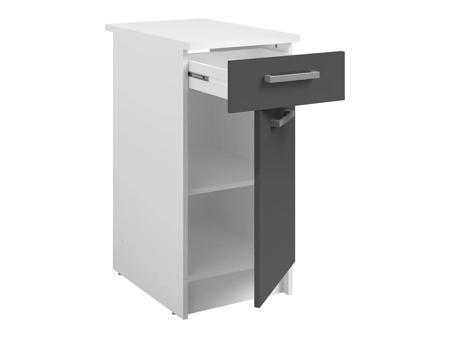 Cocina completa - Con encimera 240 cm - Gris brillante y Blanco - TRATTORIA