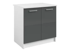 Cocina completa - Con encimera 240 cm - Gris brillante y Blanco - TRATTORIA