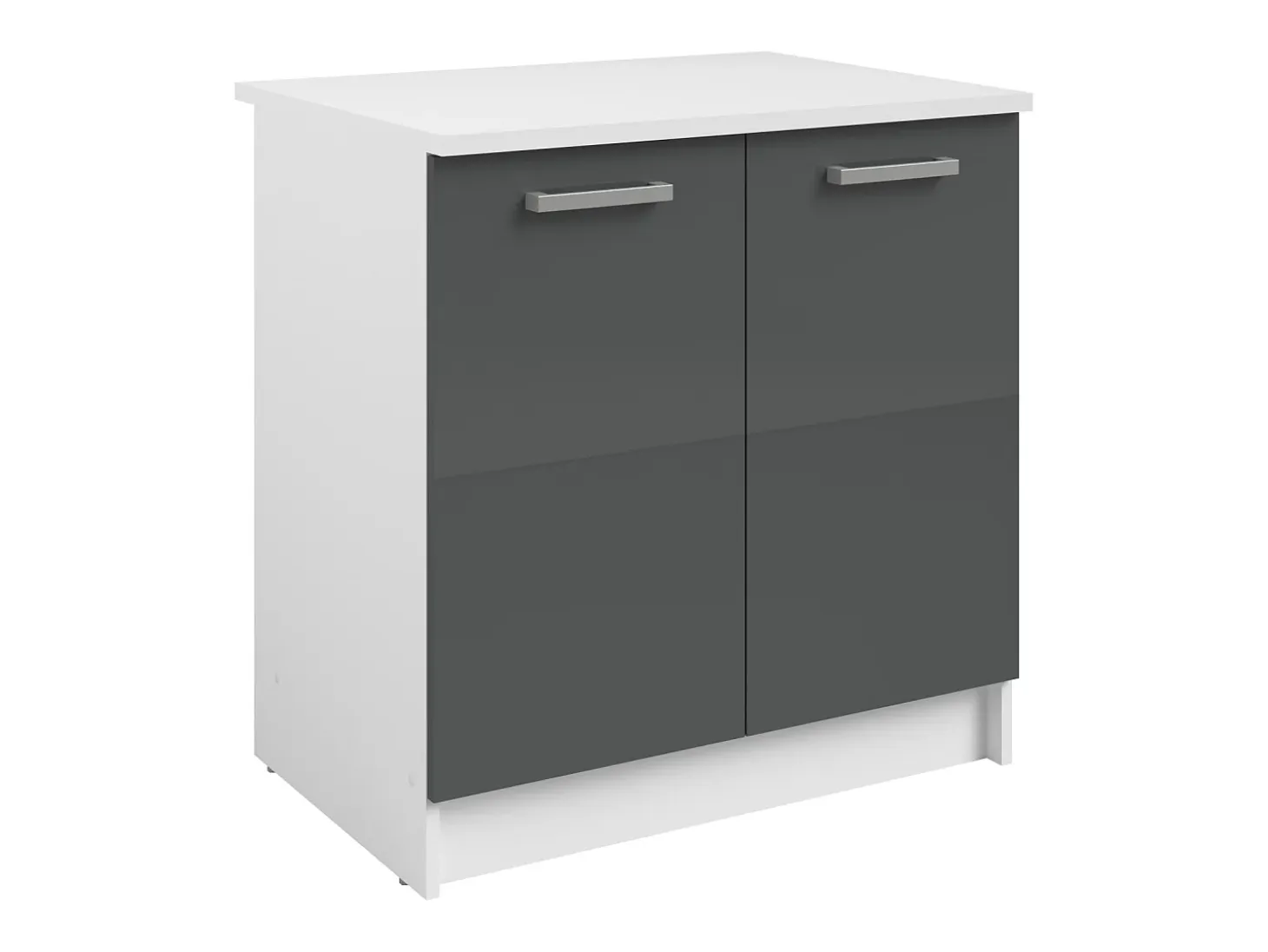 Cocina completa - Con encimera 240 cm - Gris brillante y Blanco - TRATTORIA