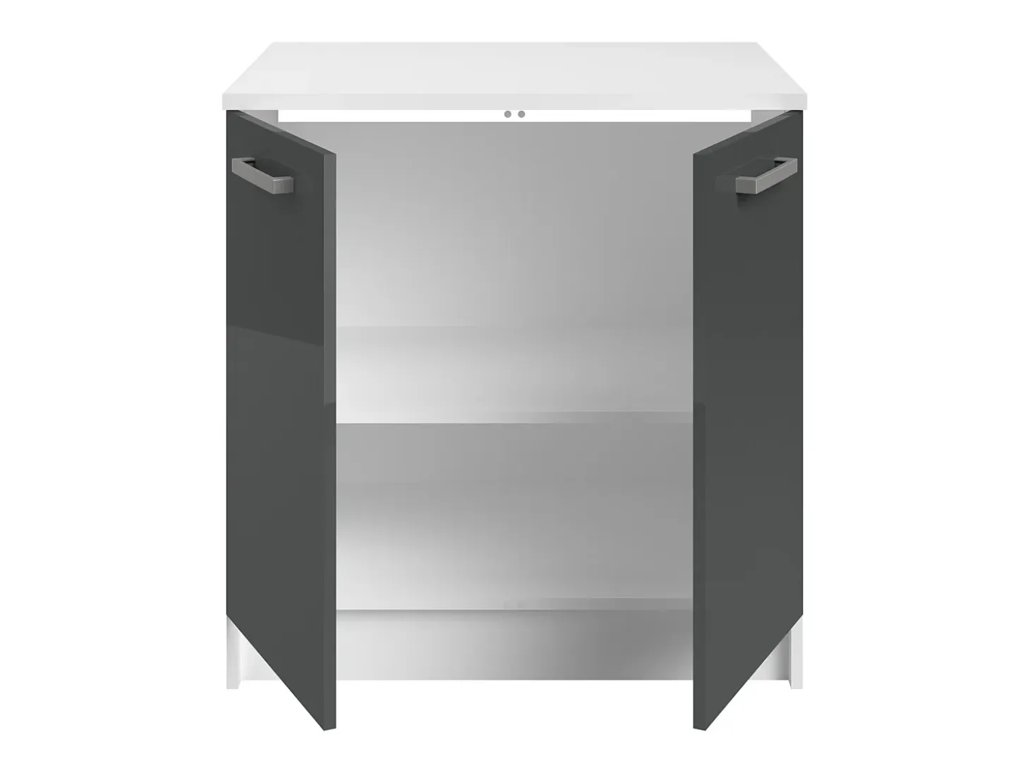 Cocina completa - Con encimera 240 cm - Gris brillante y Blanco - TRATTORIA