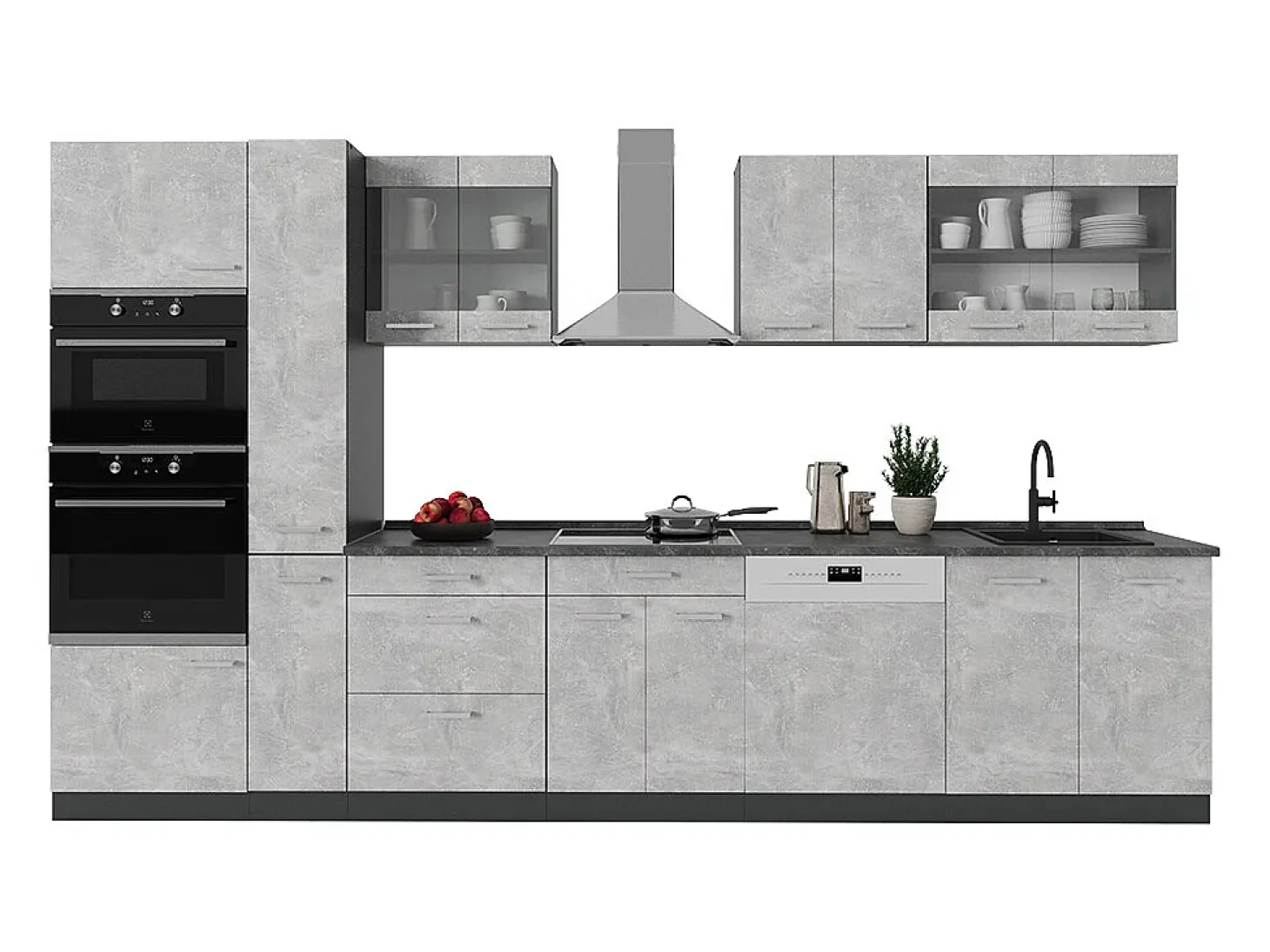 Cocina completa hormigón/antracita 350x60x81.6 r-line