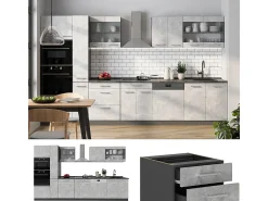 Cocina completa hormigón/antracita 350x60x81.6 r-line