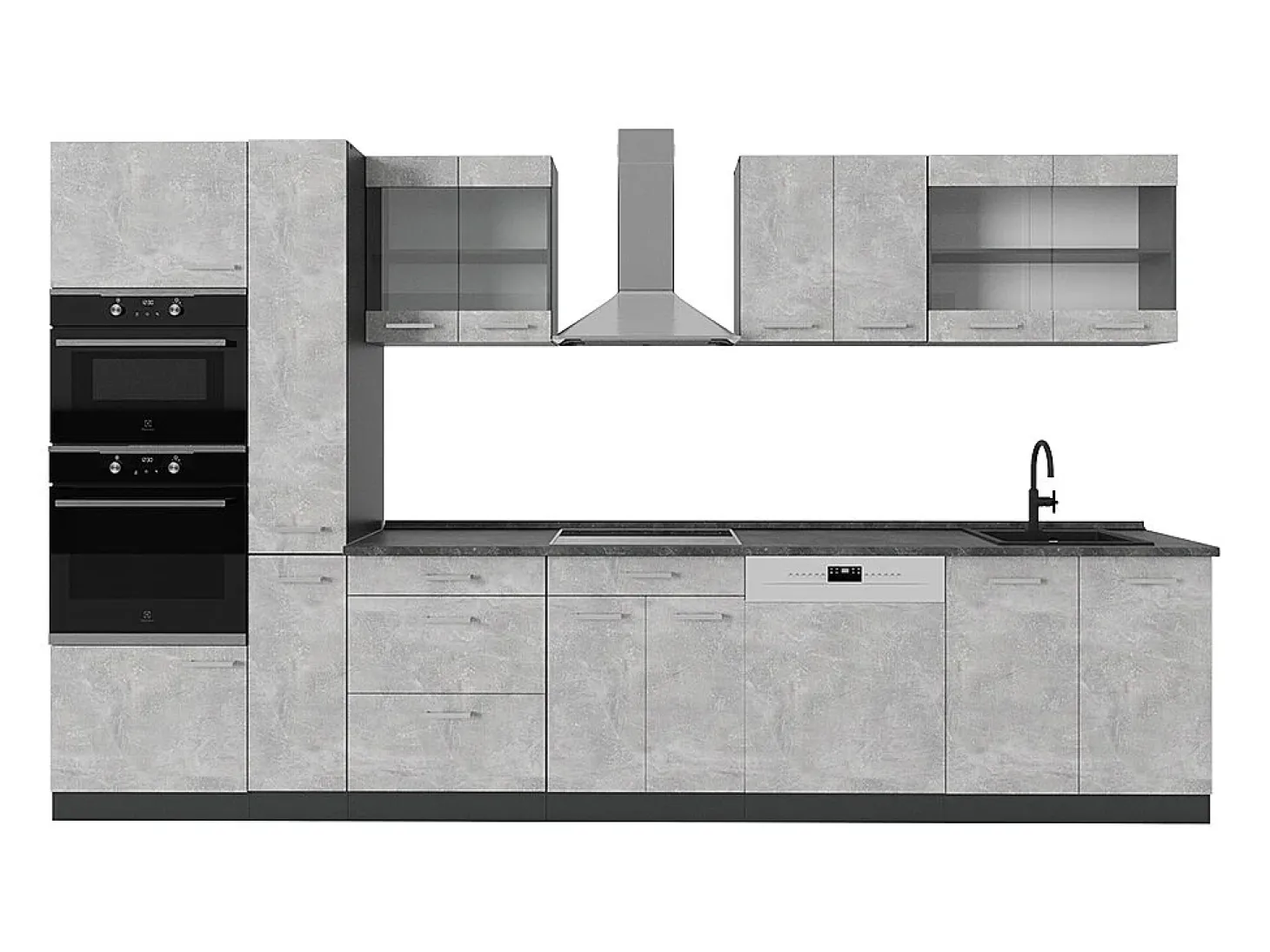 Cocina completa hormigón/antracita 350x60x81.6 r-line
