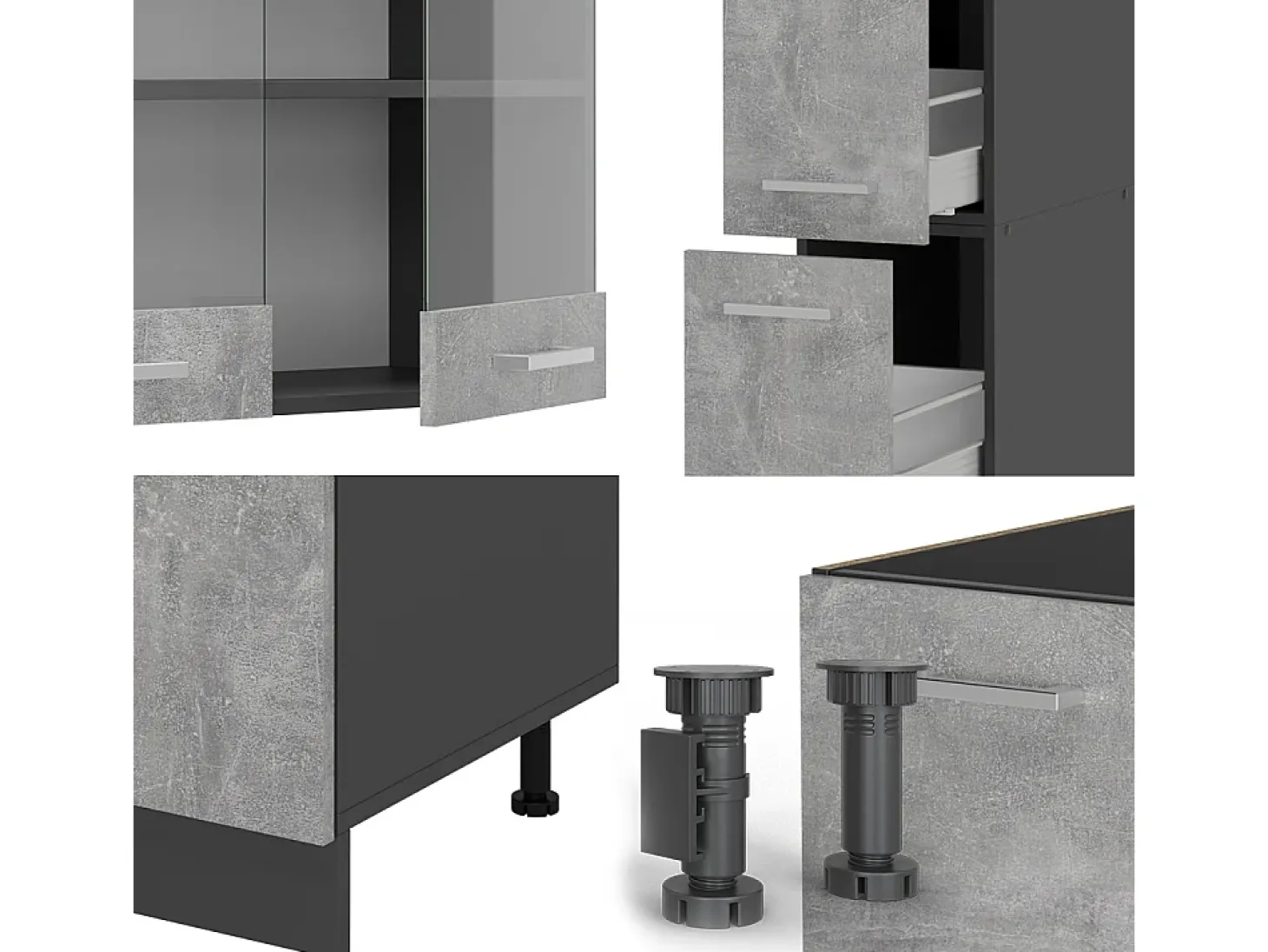 Cocina completa hormigón/antracita 350x60x81.6 r-line